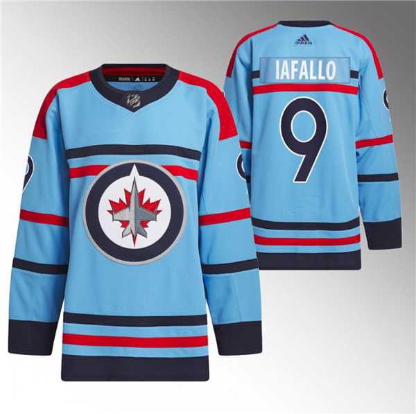 Mens Winnipeg Jets #9 Alex Iafallo Light Blue Anniversary Primegreen Stitched Jersey Dzhi->winnipeg jets->NHL Jersey
